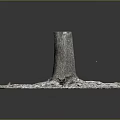 Natural Wooden Tree Stump Structure With Detailed Stone Texture Base 3d model