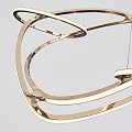 Contemporary Brass Chandelier With Intertwined Circular Metal Rings For Modern Interior