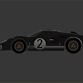 Classic Black Race Car With White Stripes And Number 2 Design