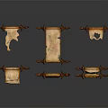 Ancient Scrolls With Old Parchment And Wooden Rollers Showing Historical Manuscripts And Torn Edges