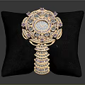Elegant Pink Gemstone Bracelet With Golden Inlaid Design On Black Cushion