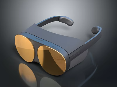 Modern VR Headset With Golden Lenses And Dark Frame For Immersive Tech Experience 3d model
