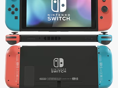 Nintendo Switch Portable Entertainment Console With Red And Blue Controllers 3d model
