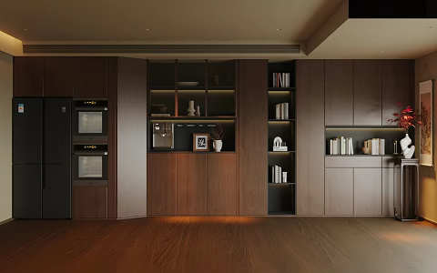 Middle Ancient Sideboard Cabinet Refrigerator Finished Tea Cabinet Solid Wood Decorative Cabinet Whole Row Storage Cabinet 3d model