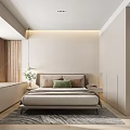 Modern Cozy Bedroom Interior Design With Bed Wardrobe Window Curtains And Plants 3d model