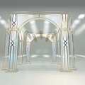 Modern Elegant Archway With Golden Frame Geometric Pattern Decoration And Ceiling Chandelier