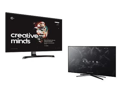 Modern High Resolution Computer Monitors with Creative Minds and ALIEN Displays 3d model