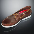 Stylish Brown Leather Boat Shoes With White Sole And Red Interior