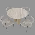 Modern Round Table And Chair Set With Curved Armchairs Beige Fabric And Black Metal Legs