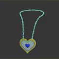 Heart Shaped Pendant Necklace With Blue Gemstone And Green Accents On Silver Chain