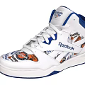 Reebok High Top Shoes White And Blue With Cartoon Graphics And Pump Design