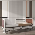 Modern Medical Bed With Metal Frame Wooden Headboard Comfortable Mattress And Wheels