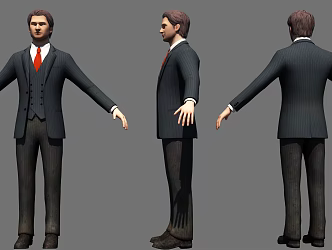 Modern Suit Male Times Realistic Male White Collar Game Role 3d model