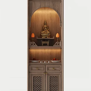 New Chinese-style Buddhist Shrine Sacrifice Shrine Cabinet Guanyin Bodhisattva Buddha Statues 3d model