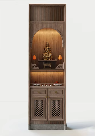 New Chinese-style Buddhist Shrine Sacrifice Shrine Cabinet Guanyin Bodhisattva Buddha Statues 3d model