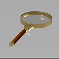 Vintage Golden Magnifying Glass With Wooden Handle And Clear Glass Lens