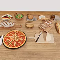 Food Food Bread Pizza Cheese Fried Fish 3d model