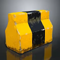 Yellow And Black Traffic Barrier With Worn Surface And Concrete Structure 3d model