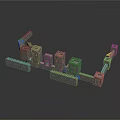 Gray Medieval Castle Walls 3D Model With Stone Towers And Gateways