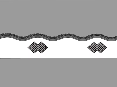 Feature Wall Design With Wavy Top Decoration And Diamond Patterns 3d model