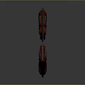 Double Knife Weapon With Metal Blades And Red Wooden Handles