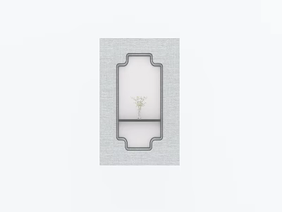 Gray Background Wall With Decorative Lattice Frame And Wall Mounted Small Plant Shelf 3d model