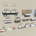 Modern Reception Desk Designs With Various Materials Wood Marble And Decorative Elements 3d model