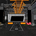 Modern Open Gym Space With Fitness Equipment Yellow Ladder Structure And Track Lines