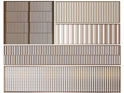 Modern Minimalist Room Dividers With Wooden Slats And Metallic Color Options 3d model