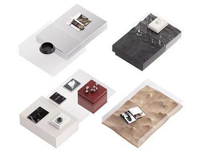Elegant Modern Coffee Table Designs with Various Materials and Decorative Items 3d model