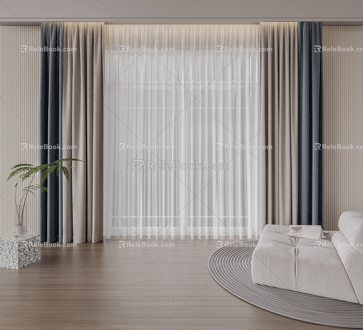 Modern Curtain Fabric Curtain 3d model