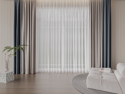 Modern Curtain Fabric Curtain 3d model