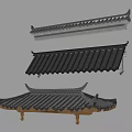 Traditional Chinese Architectural Eaves with Wooden Frame and Tile Roof Design