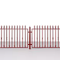 Red Metal Decorative Gate With Spiked Tops And Ornate Patterns For Entry 3d model