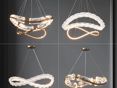 Modern Elegant Chandeliers With Unique Circular And Spiral Designs And Warm Lighting 3d model