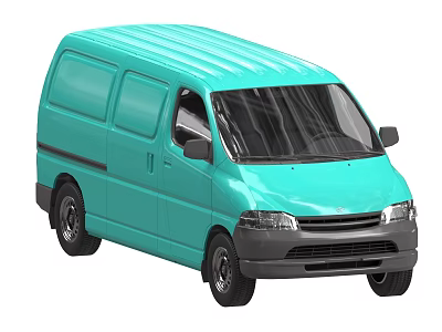 Turquoise Compact Van With Sleek Design For City Transportation Needs 3d model