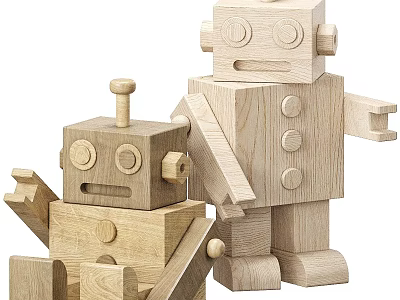 Wooden Building Blocks Robot Toys With Creative Shapes And Playful Design 3d model
