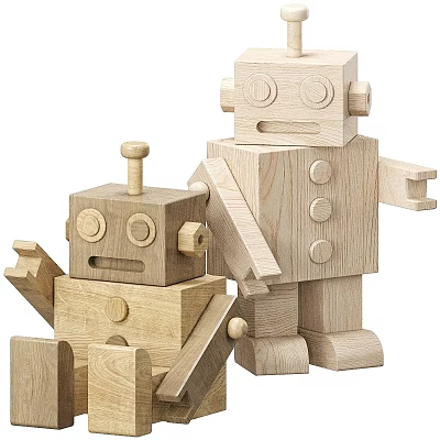 Wooden Building Blocks Robot Toys With Creative Shapes And Playful Design 3d model