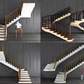 Modern Staircase Designs With Wooden Metal Railings White Steps And Gray Walls