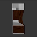 Modern Geometric Furniture Piece With Wooden And White Marble Multi Level Platforms
