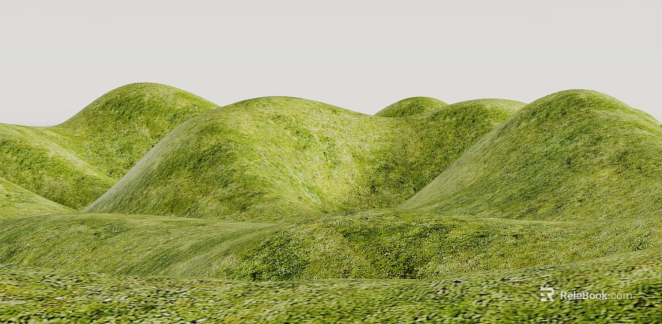 Lush Green Garden Landscape With Rolling Hills And Dense Grass Coverage 3d model 