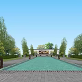 New Chinese style landscape pool 3d model