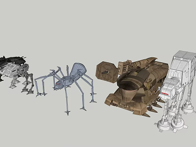 Futuristic Sci Fi Mechanical Walker Models With Robotic Structures And Designs 3d model