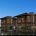 Modern Single Family Home With Stone Wood Exterior Waterfront Greenery And Large Windows