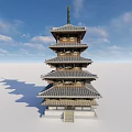 Traditional Five Story Pagoda With Gray Tiled Roofs And Stone Steps Against Blue Sky