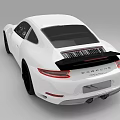 White Porsche Two Door Sports Car With Black Wheels And Red Interior