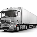 Mercedes Silver Cargo Truck Featuring Long Trailer And Modern Cab Design 3d model