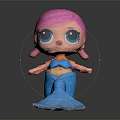 Cute Mermaid Doll With Pink Glittery Hair Big Blue Eyes And Blue Tail