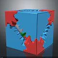 Colorful Interlocking Puzzle Cube Toy With Blue Red Pieces For Kids Play