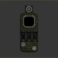 3D Rendered Green Mechanical Device With Display Screen Gear Knobs And Yellow Components